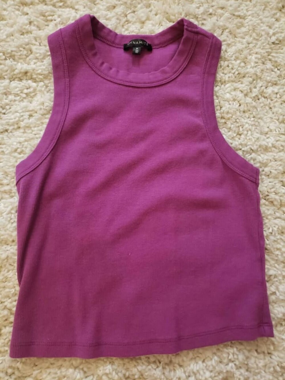 Dynamite Magenta Ribbed Tank Crop Top